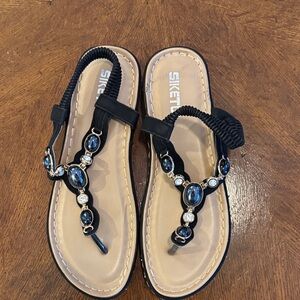 Black Beaded Women's Sandals size 39